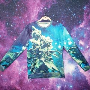 Mary Jane Galaxy Print Weed Rage On Sweater L